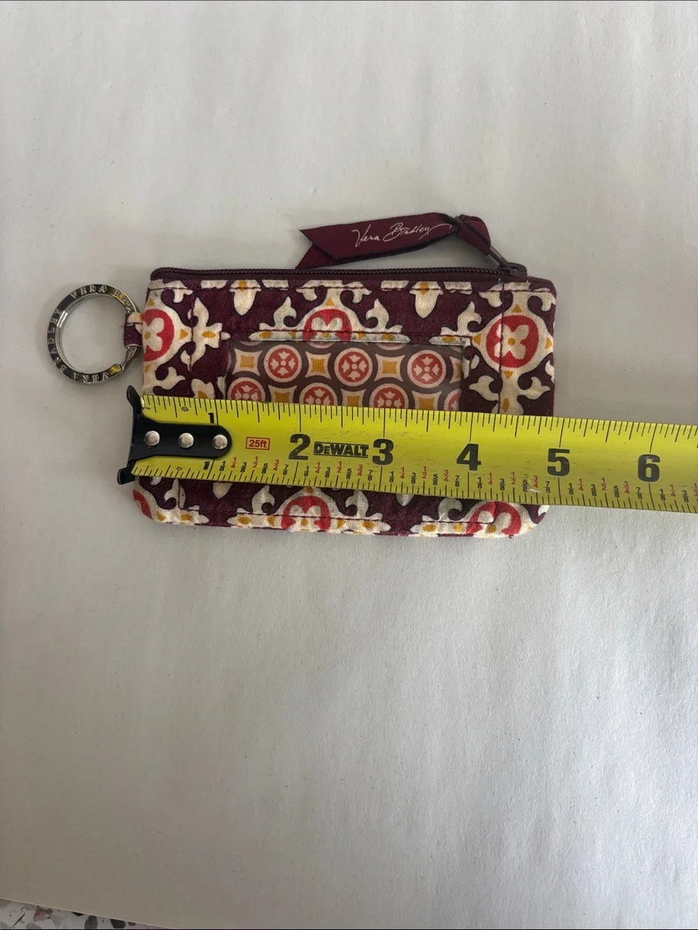 Vera Bradley Maroon Floral ID Zip Wallet with Key Ring - Picture 6 of 6